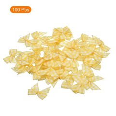 100Pcs Mini Gingham Ribbon Bow 1″ Checkered Ribbon Bows Yellow and White