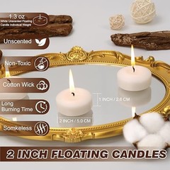 Floating Candles 2-Inch – White Unscented Floating Candles 12 Pack 12-White