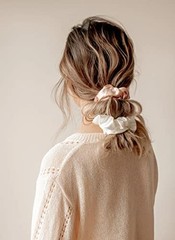 8 PACK Bridesmaid Proposal Gifts Scrunchies Hair Ties Bachelorette Beige+White