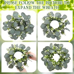 4 Pieces Candle Rings Artificial Eucalyptus Leaves Elegant Leaf