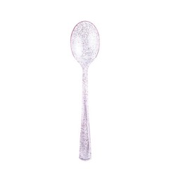Plastic Clear Blush Glittered SPOONS Disposable TABLEWARE Party Wedding Catering