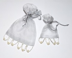 Jewelry Bags Organza Bags SILVER Gift Pouch Wedding Favor Mix 5×7 3×4 48pcs