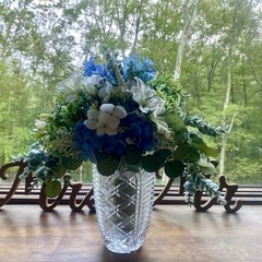 Bridal Wedding Bouquet Budget Handmade Exquisite Faux Floral Blue White Green