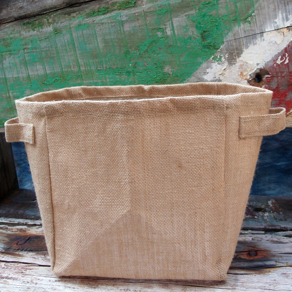 Natural Burlap Storage Utility Laminated Basket 9″ x 9″ x 7″ – Lot 1 or 6 bags