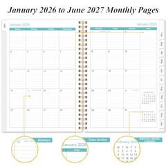 2026-2027 Monthly Planner – January 2026 – June 2027, Two 6.4″ x 8.5″ Pink