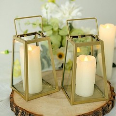 Gold Clear2 Geometric 6″ Metal Lantern Candle Holders Hanging Terrariums Party