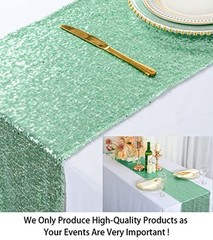 2»*72» Sequin Table Runner Sparkly Metallic Sequin Runner for 1 Mint Green