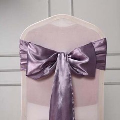 10 Amethyst Satin CHAIR SASHES Ties Bows Wedding Ceremony Reception Decorations
