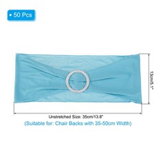 50Pcs 14″x5″ Stretch Chair Sashes Bows Chair Bands Sash with Buckle, Lake Blue