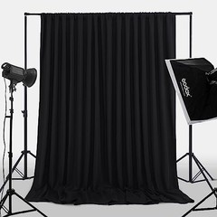 Backdrop Curtains 2 Panels 5ft x 10ft Polyester Photo 2 Panels 5ft X 10ft Black