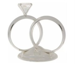Silver Wedding Cake Topper Diamond Ring Reception Table Centrepiece