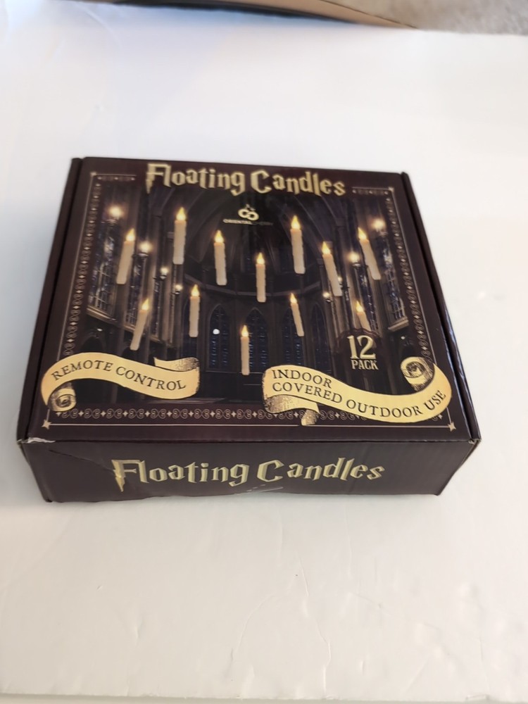 12 Pcs Floating Candles with Wand Remote Magic Halloween Decorations Flameless