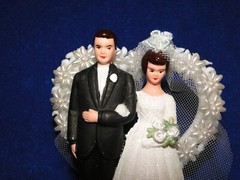 New Handmade Bride & Groom Wedding cake topper or Centerpiece in white