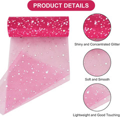 Rose Red Glitter Tulle Rolls 6 Inch by 10 Yards Sequin Tulle Fabric Ribbon for D