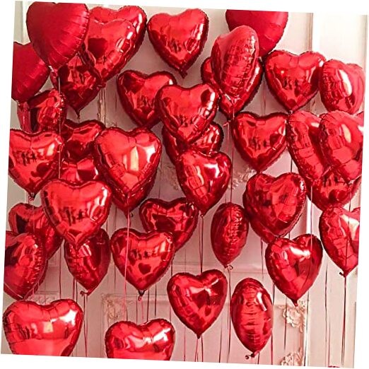 30 pcs Heart Balloons 18″ a bunch of Heart Love Foil Helium 30 pcs 18″ Red