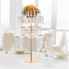 Gold 15.75 In. Iron Acrylic Decor round Floor/Tabletop Wedding Flower Decorative