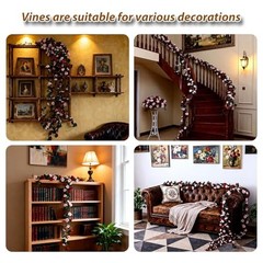 8Pcs 66FT Red Flower Garland – Orange Artificial Rose Floral Vines – Orange