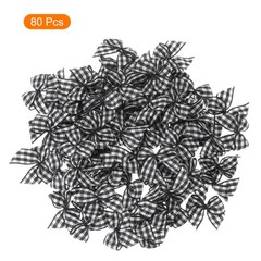 80Pcs Mini Gingham Ribbon Bow 1″ Checkered Ribbon Bows DIY Black and White