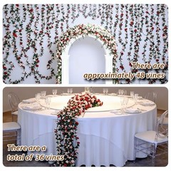 8Pcs 66FT Red Flower Garland – Orange Artificial Rose Floral Vines – Orange