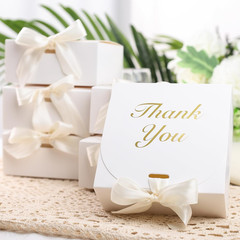 20PCS Thank You Gift Boxes, 4.5×4.5×1.9Inches Mini Party Favor Boxes White Treat