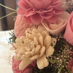 Sola Wood Flower Centerpiece with – Blush, Pink Cream & Natural Tones 13″X 13″