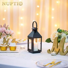 Nuptio Garden Lanterns for Candles, 20cm/7.87in Tall Vintage Small, Black