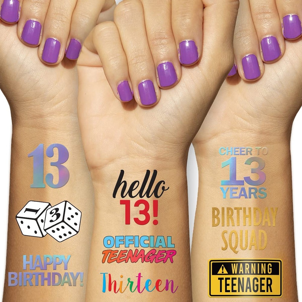 13th Birthday Temporary Tattoos – 4 Sheets – Funny Birthday Party Favors for …