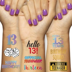 13th Birthday Temporary Tattoos – 4 Sheets – Funny Birthday Party Favors for …