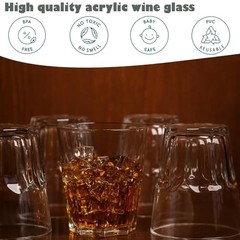 6 PCS Clear Plastic Tumblers, Resuable Drinking Glasses 8.8 OZ, BPA Free