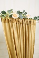 9.6 Feet x 10 Feet Deep Gold Silky Soft Curtain Wedding Backdrop Drapes, Slig…