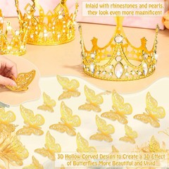 Gold Crowns for Flower Bouquets with Butterflies and Pins Wedding Party Decor