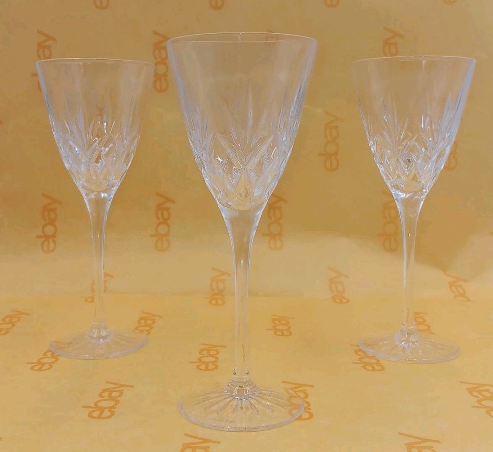 Princess House Lead Crystal Wine Glasses Set of 3 Vintage Fast Ship!
