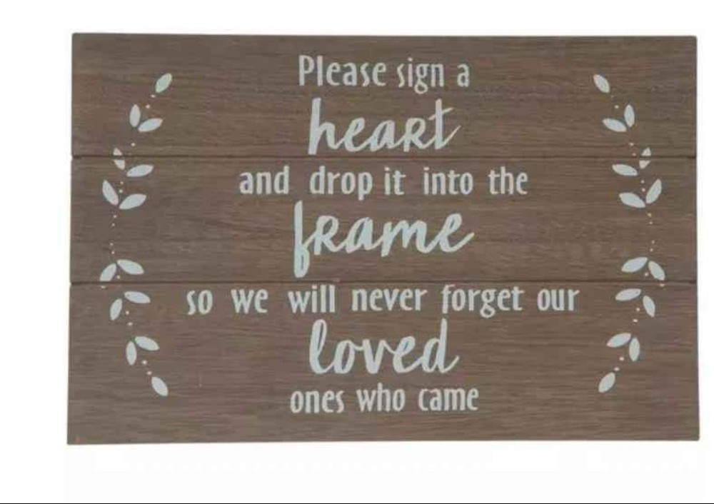 Wood Guest Sign & 50 Wood Hearts Pieces