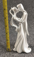 White Ceramic Wedding Cake Topper Bride Groom Modern Abstract