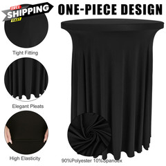 Fivenl 6 Pack Round Cocktail Tablecloth 32″x 32 inches by 43 inches, Black