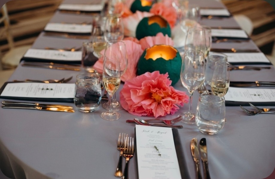 •EVENT IN A BOX• Handcrafted Romantic Paper Flowers, 60″x14″ tablescape