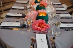 •EVENT IN A BOX• Handcrafted Romantic Paper Flowers, 60″x14″ tablescape