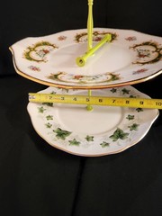 Mismatched 2 Tiered Serving Dessert Tray Stand Duchess Ivy & Queens Bone China