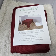 Textured Fabric Square Tablecloth 90″ x 90″ Polyester Easy Care Machine Wash