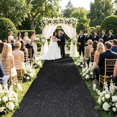 Black Aisle Runner: 2FT×15FT Sequin Fabric – Sparkly Carpet Runner for Hell