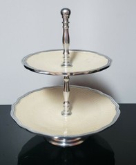 Godinger Two Tier Aluminum Snack Serving Tray Cake Stand