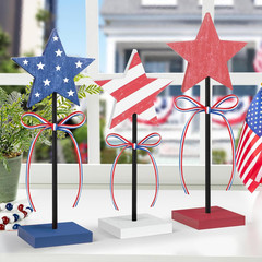 3 PCS 4Th of July Table Decorations Wooden Star Set, Rustic Memorial Day Table D