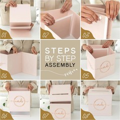 Pink Rose Gold Card Box for Party, Large 10″ Gift Card Box Birthday, Bridal & Ba