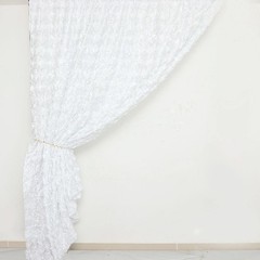 8 ft x 8 ft WHITE Satin Rosette Backdrop CURTAIN Photo Booth Decorations Party