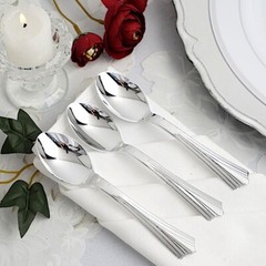 Plastic SILVER Light Gray COFFEE SPOONS Disposable Home Party Wedding Catering