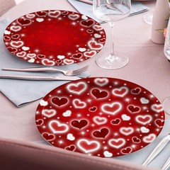 Valentines Day Plates, Early 2000s Glitter Heart Disposable Paper Plates, Red