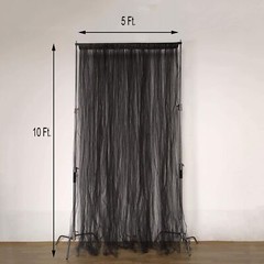 BLACK 5 ft x 10 ft Sheer Tulle Backdrop Curtain Panels Wedding Party Decorations