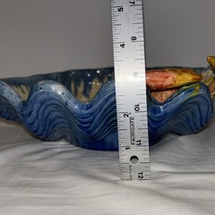 DEPT 56 Figural Palissy Style Majolica Clamshell and Crab Decorative Bowl