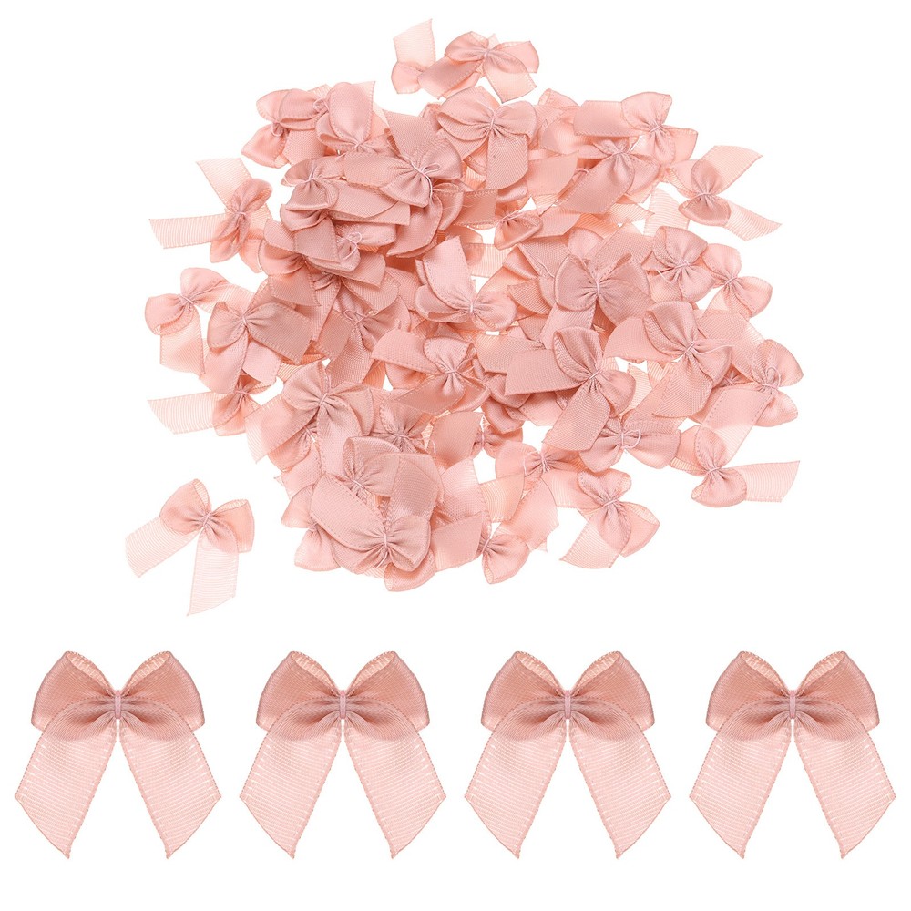 150Pcs Mini Ribbon Bows 17″ Mini Fabric Satin Ribbon Gift Flower Bows Pale Mauve