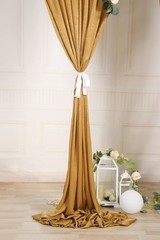 9.6 Feet x 10 Feet Deep Gold Silky Soft Curtain Wedding Backdrop Drapes, Slig…